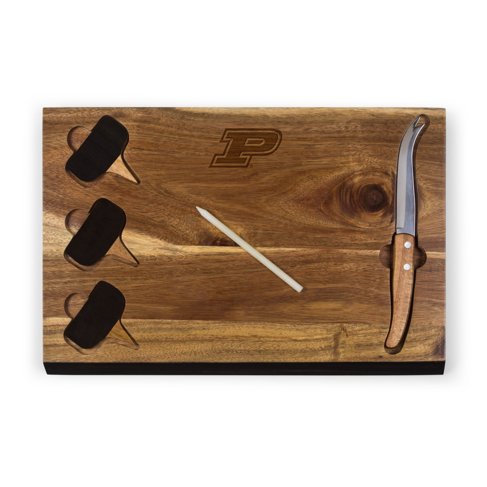 Purdue Boilermakers Delio Acacia Cheese Cutting Board & Tools Set | Picnic Time | 833-00-512-513-0