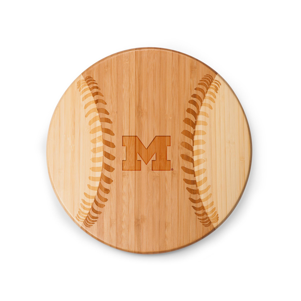 Michigan Wolverines Home Run! Baseball Cutting Board & Serving Tray | Picnic Time | 894-00-505-343-0