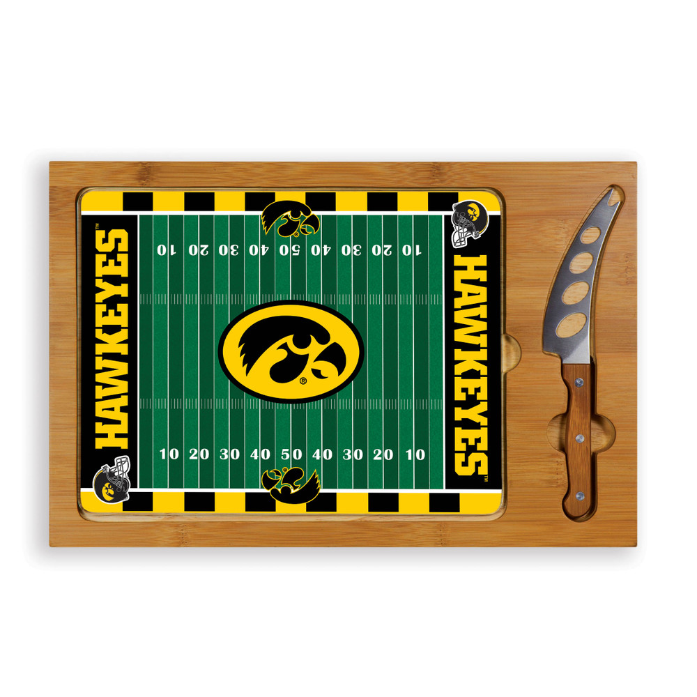 Iowa Hawkeyes Icon Glass Top Cutting Board & Knife Set | Picnic Time | 910-00-505-224-0