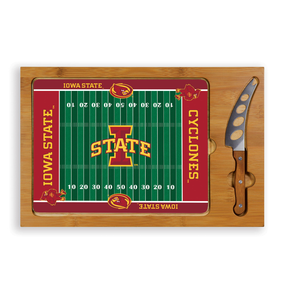 Iowa State Cyclones Icon Glass Top Cutting Board & Knife Set | Picnic Time | 910-00-505-234-0