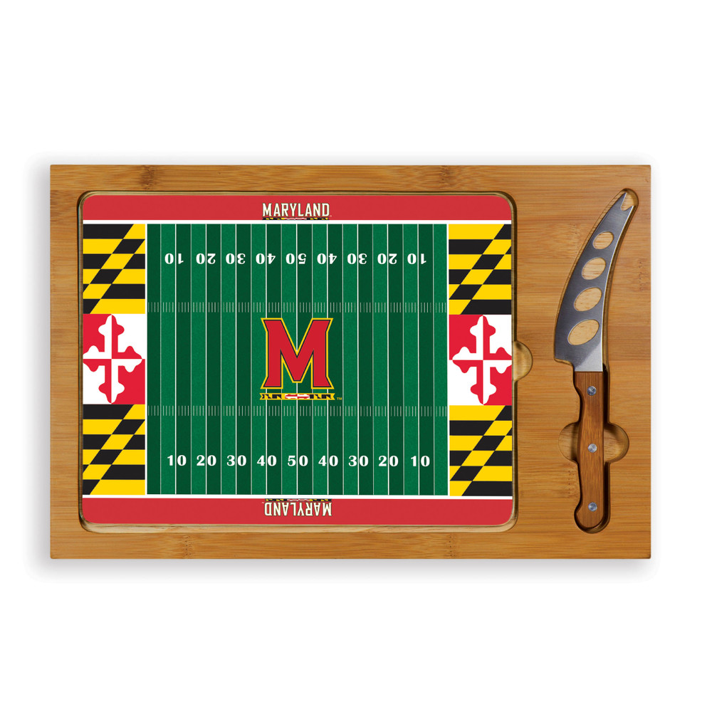 Maryland Terrapins Icon Glass Top Cutting Board & Knife Set | Picnic Time | 910-00-505-314-0