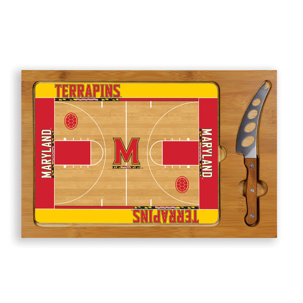 Maryland Terrapins Icon Glass Top Cutting Board & Knife Set | Picnic Time | 910-00-505-315-0