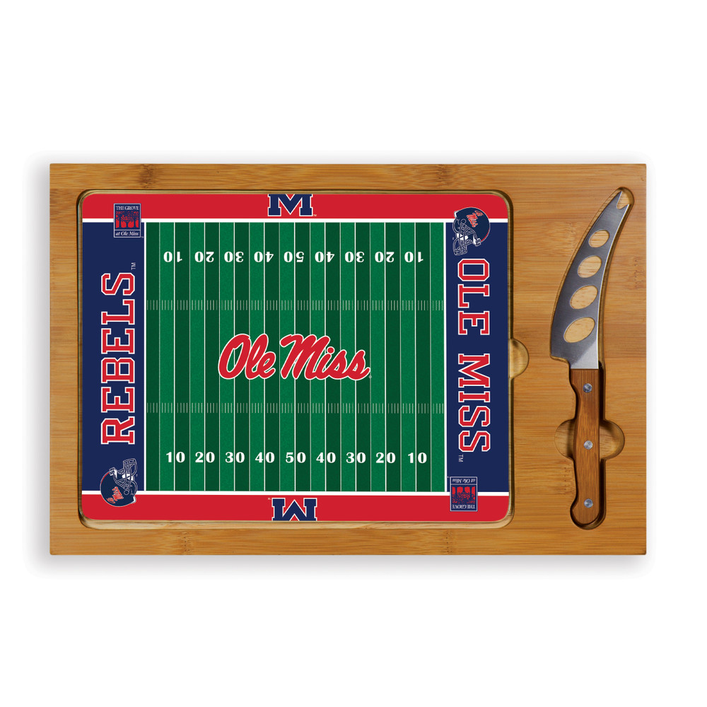 Mississippi Rebels Icon Glass Top Cutting Board & Knife Set | Picnic Time | 910-00-505-374-0