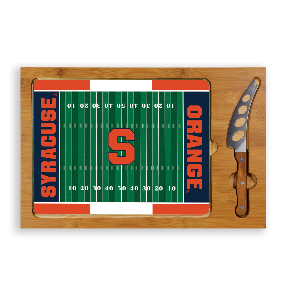 Syracuse Orange Icon Glass Top Cutting Board & Knife Set | Picnic Time | 910-00-505-544-0