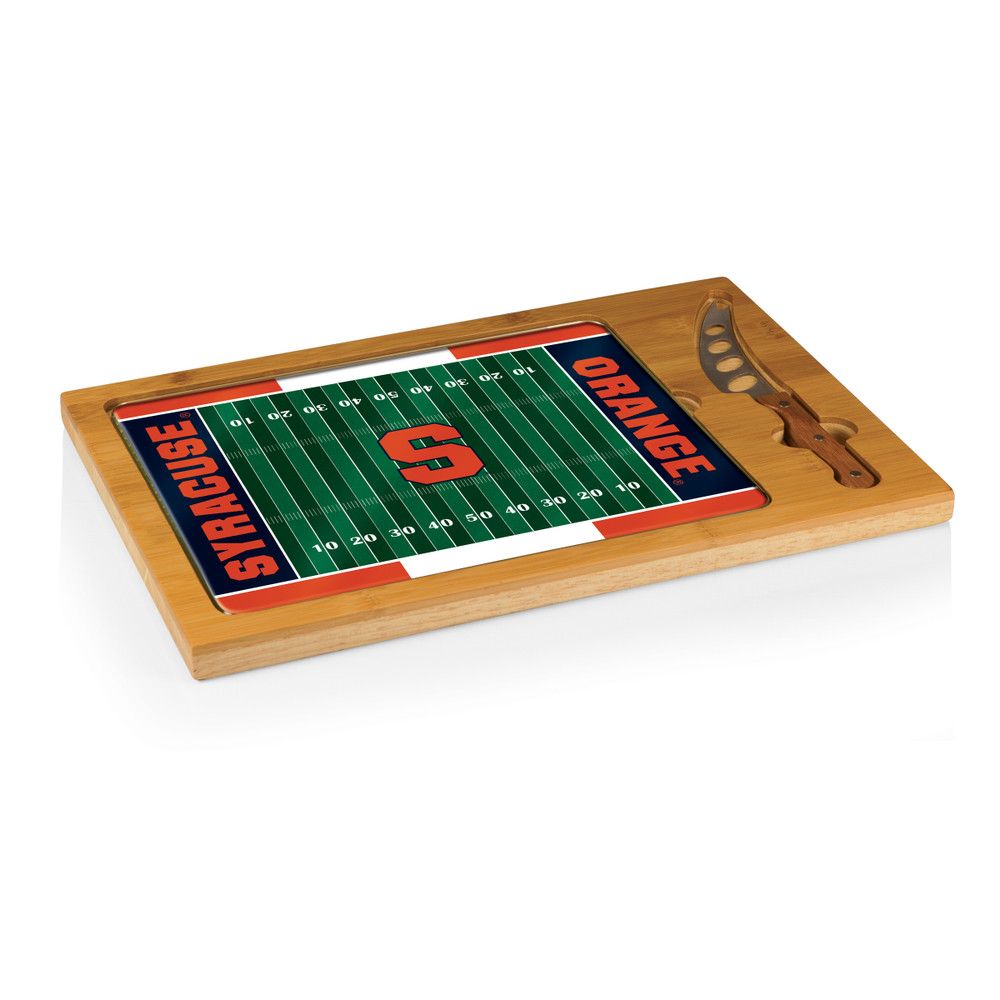 Syracuse Orange Icon Glass Top Cutting Board & Knife Set | Picnic Time | 910-00-505-544-0