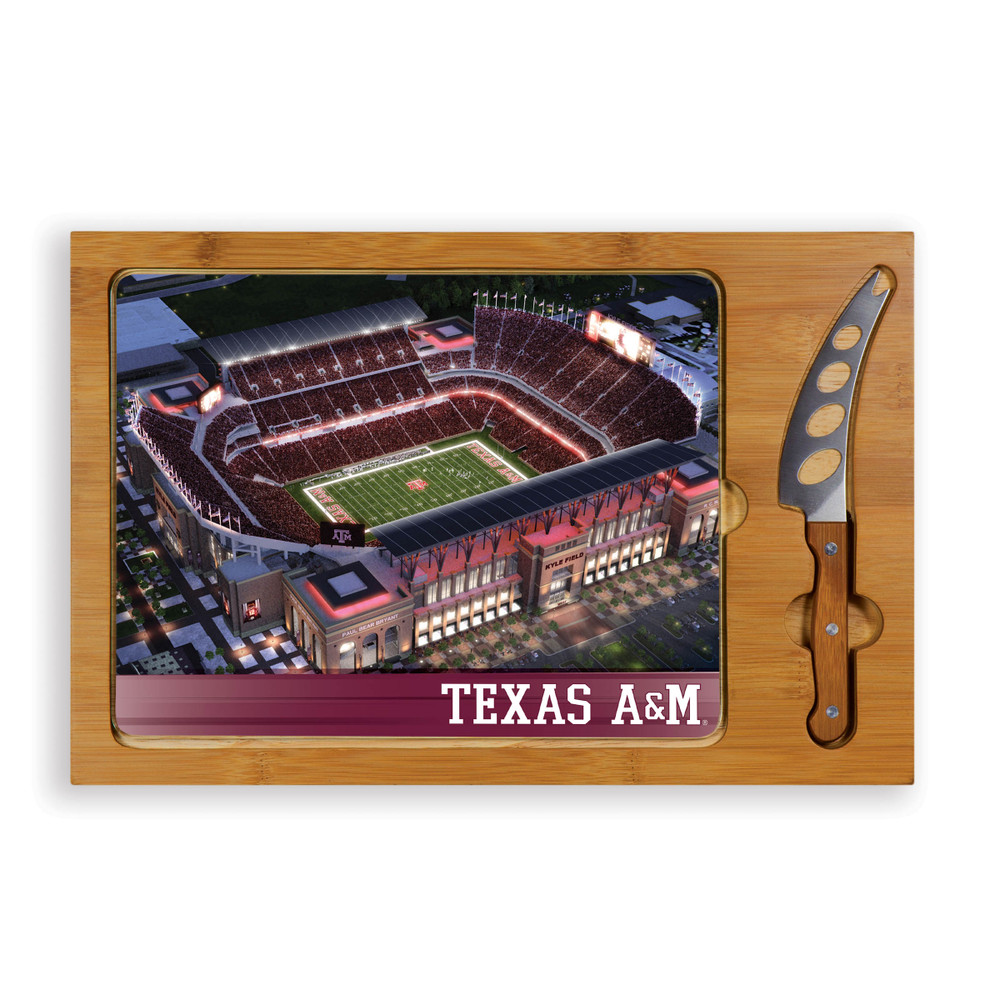 Texas A&M Aggies Icon Glass Top Cutting Board & Knife Set | Picnic Time | 910-00-505-566-0