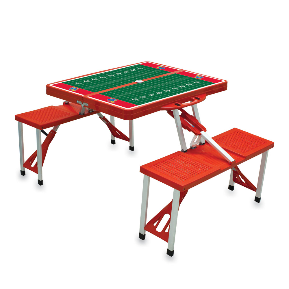 Kansas Jayhawks Picnic Table Portable Folding Table with Seats | Picnic Time | 811-00-100-245-0