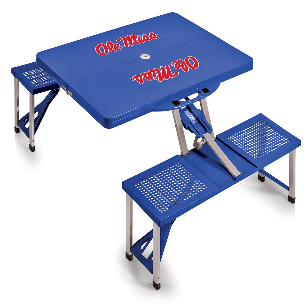 Mississippi Rebels Picnic Table Portable Folding Table with Seats | Picnic Time | 811-00-139-375-0