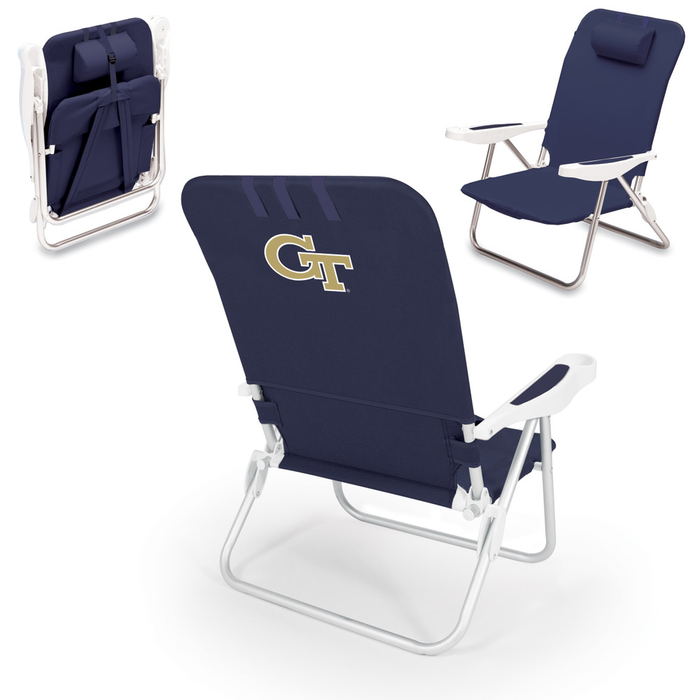 Georgia Tech Yellow Jackets Monaco Reclining Beach Backpack Chair | Picnic Time | 790-00-138-194-0