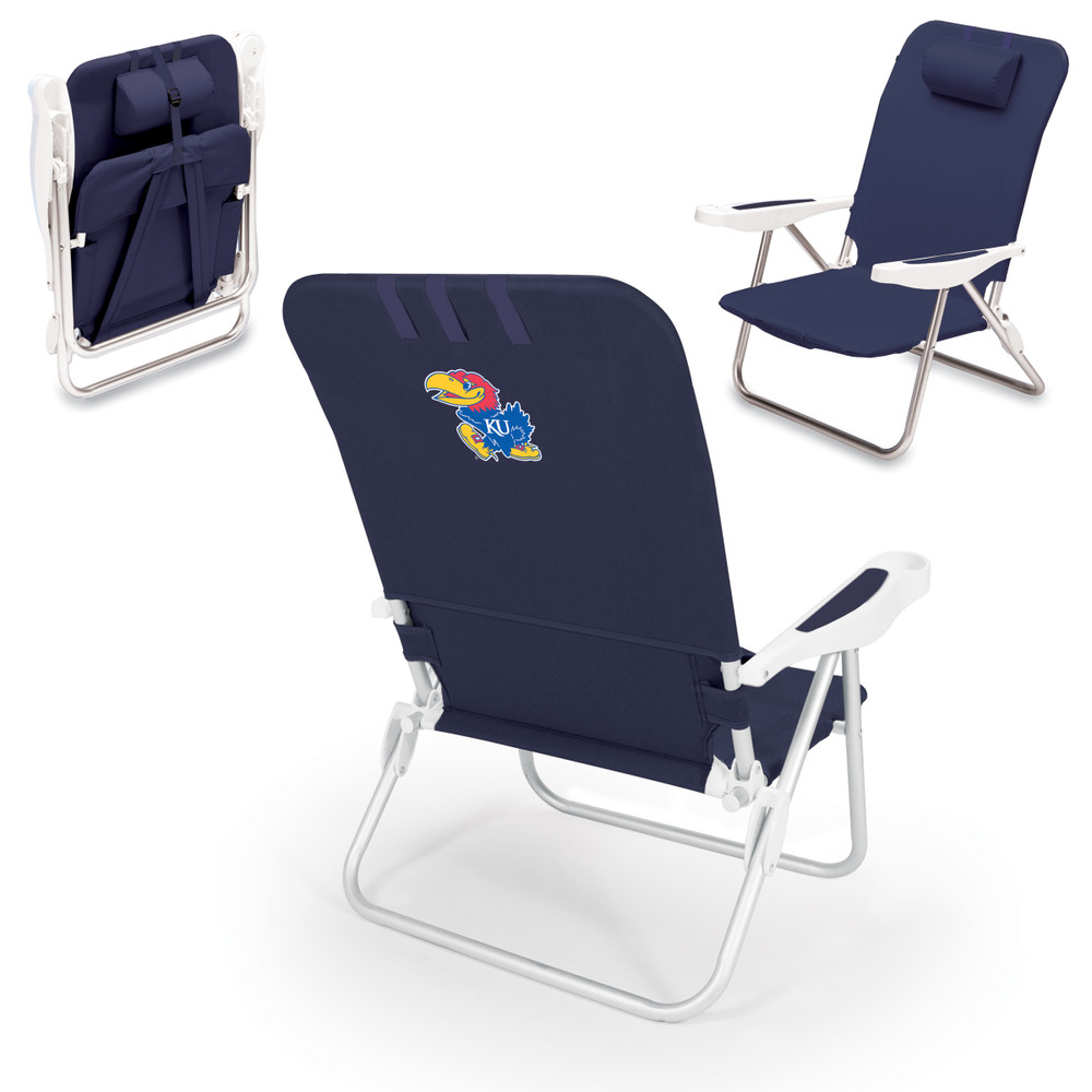 Kansas Jayhawks Monaco Reclining Beach Backpack Chair | Picnic Time | 790-00-138-244-0