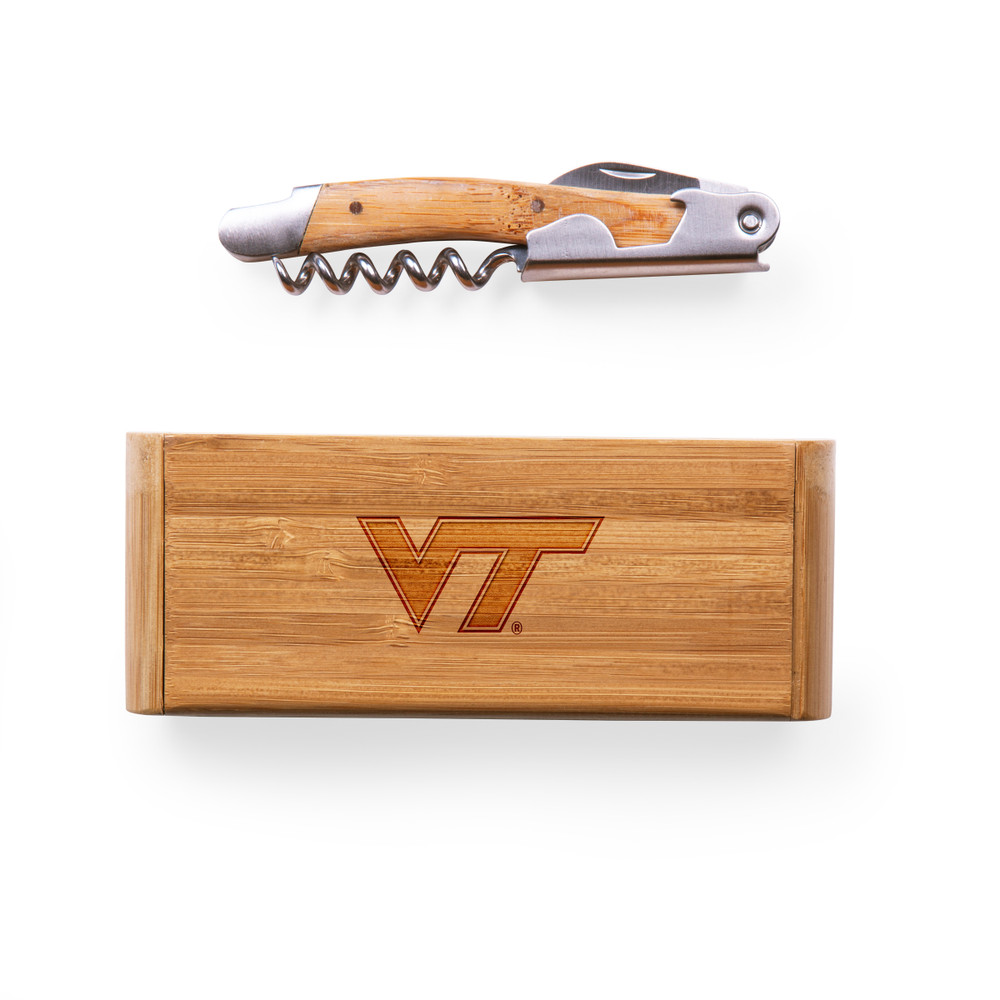 Virginia Tech Hokies Elan Deluxe Corkscrew In Bamboo Box | Picnic Time | 868-00-505-603-0