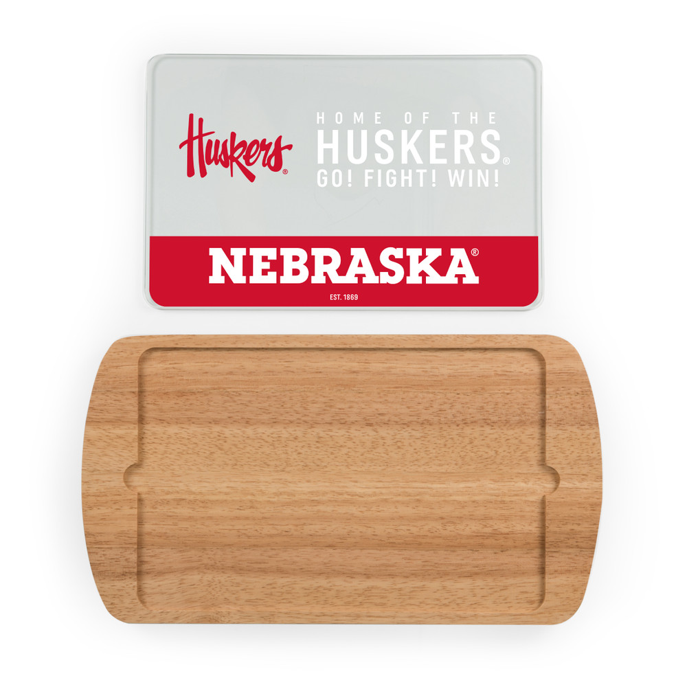 Nebraska Huskers Billboard Glass Top Serving Tray | Picnic Time | 911-01-505-404-0
