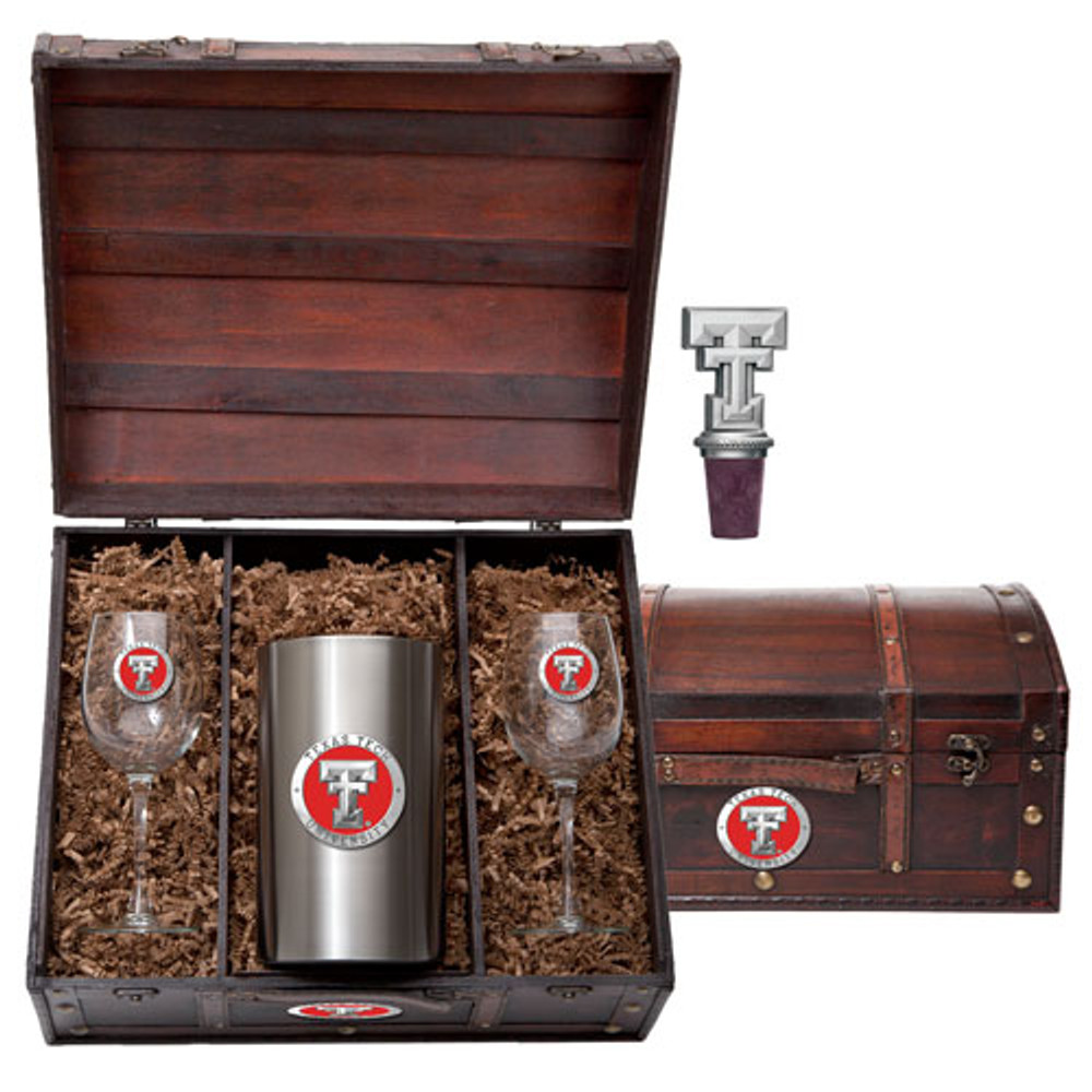 Texas Tech Red Raiders Wine Chest Set | Heritage Pewter | WSC10146ER