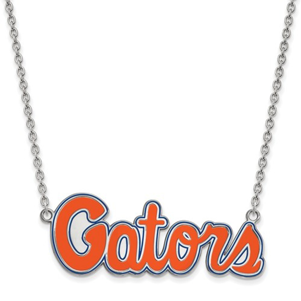 Florida Gators Orange Enamel Sterling Silver Necklace | Logo Art | SS081UFL-18