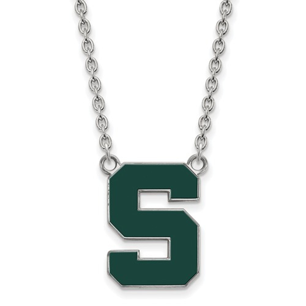 Michigan State Spartans S Logo Enamel Silver Necklace | Logo Art | SS073MIS-18