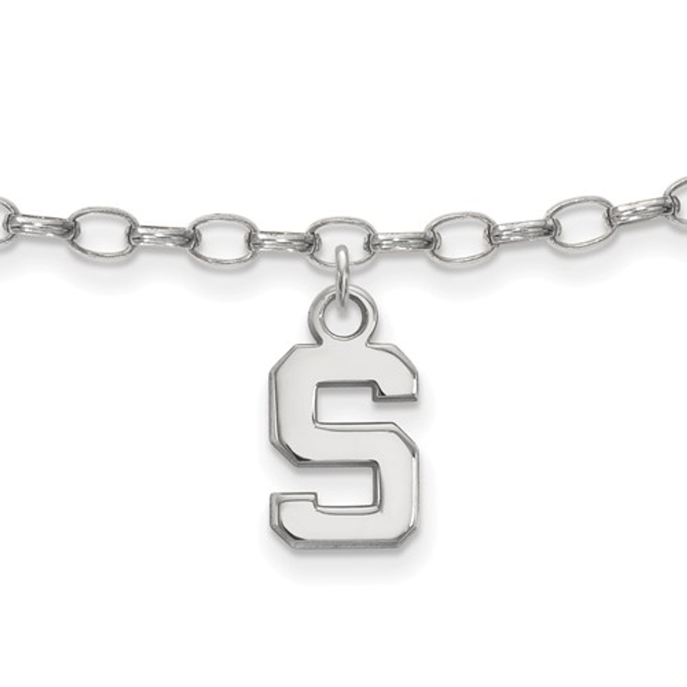 MSU Spartans S Logo Sterling Silver Ankle Bracelet | Logo Art | SS030MIS