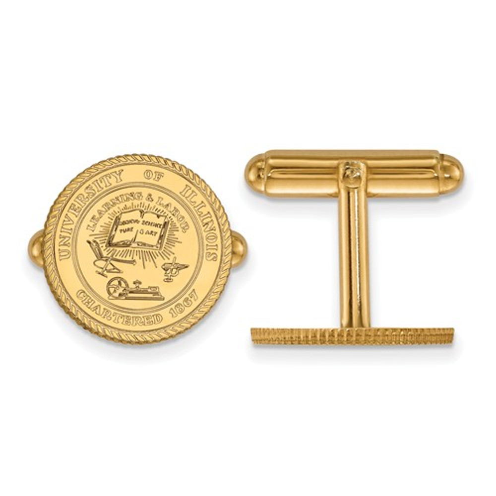 Illinois School Crest 14K Gold Fighting Illini Cufflinks | Logo Art | 4Y067UIL