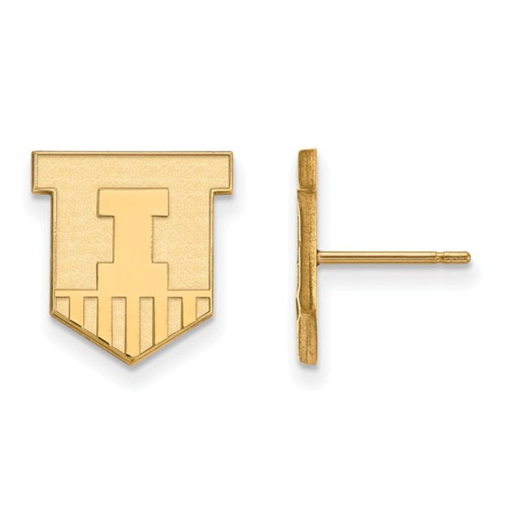 Illinois Fighting Illini Shield 14K Gold Post Earrings | Logo Art | 4Y050UIL