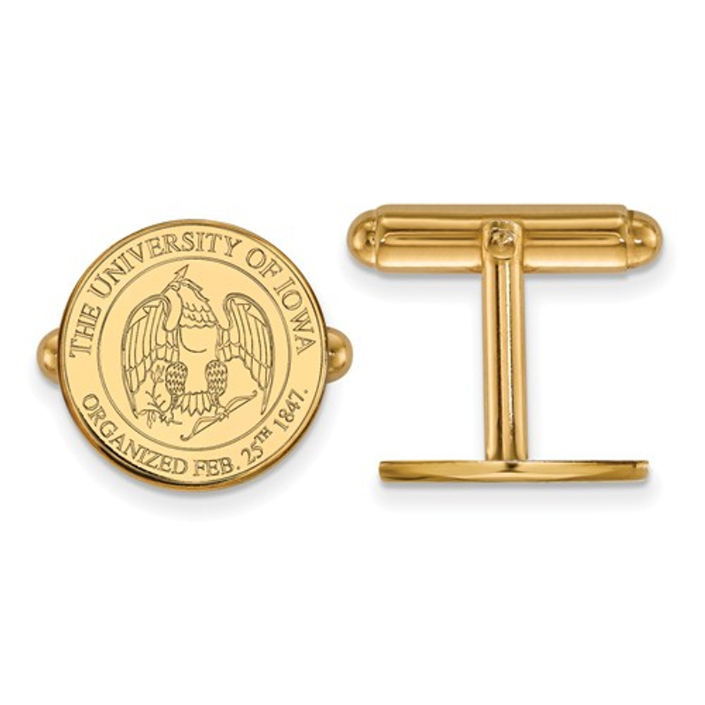 Iowa Hawkeyes School Crest 14K Gold Cufflinks | Logo Art | 4Y081UIA