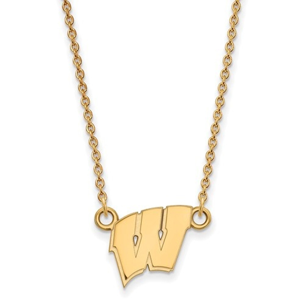 Wisconsin Badgers 14K W Logo Gold Necklace | Logo Art | 4Y015UWI-18