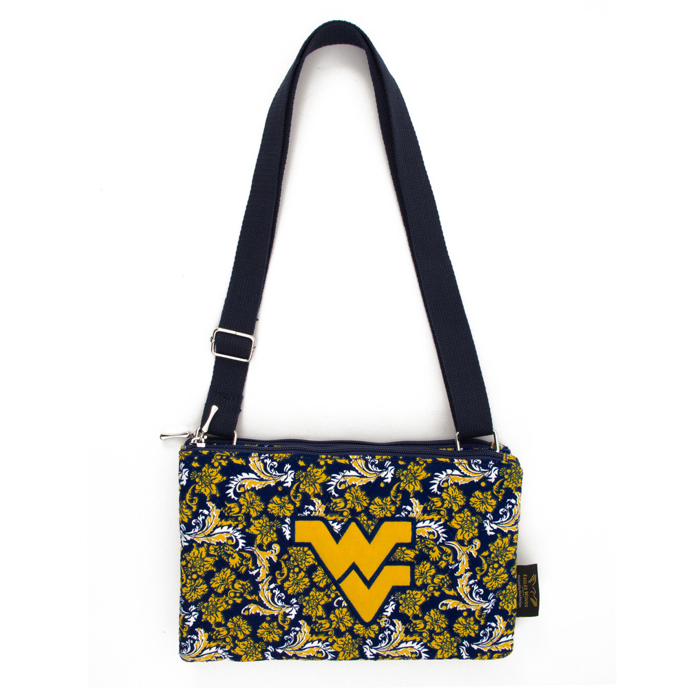 West Virginia Mountaineers Quilted Cotton Crossbody Purse | Eagles Wings | 10215