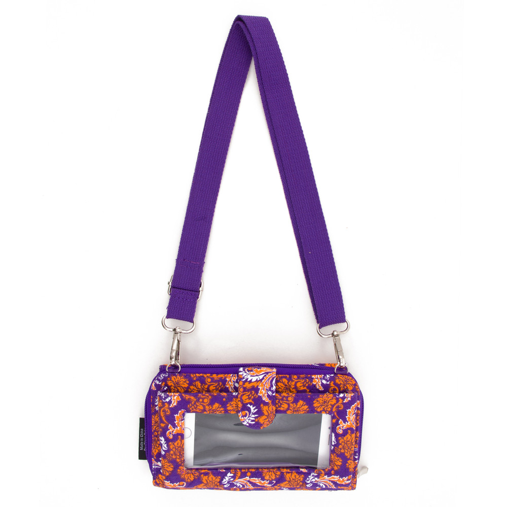 Clemson Tigers Quilted Cotton Cross Body Wallet | Eagles Wings | 10116-2