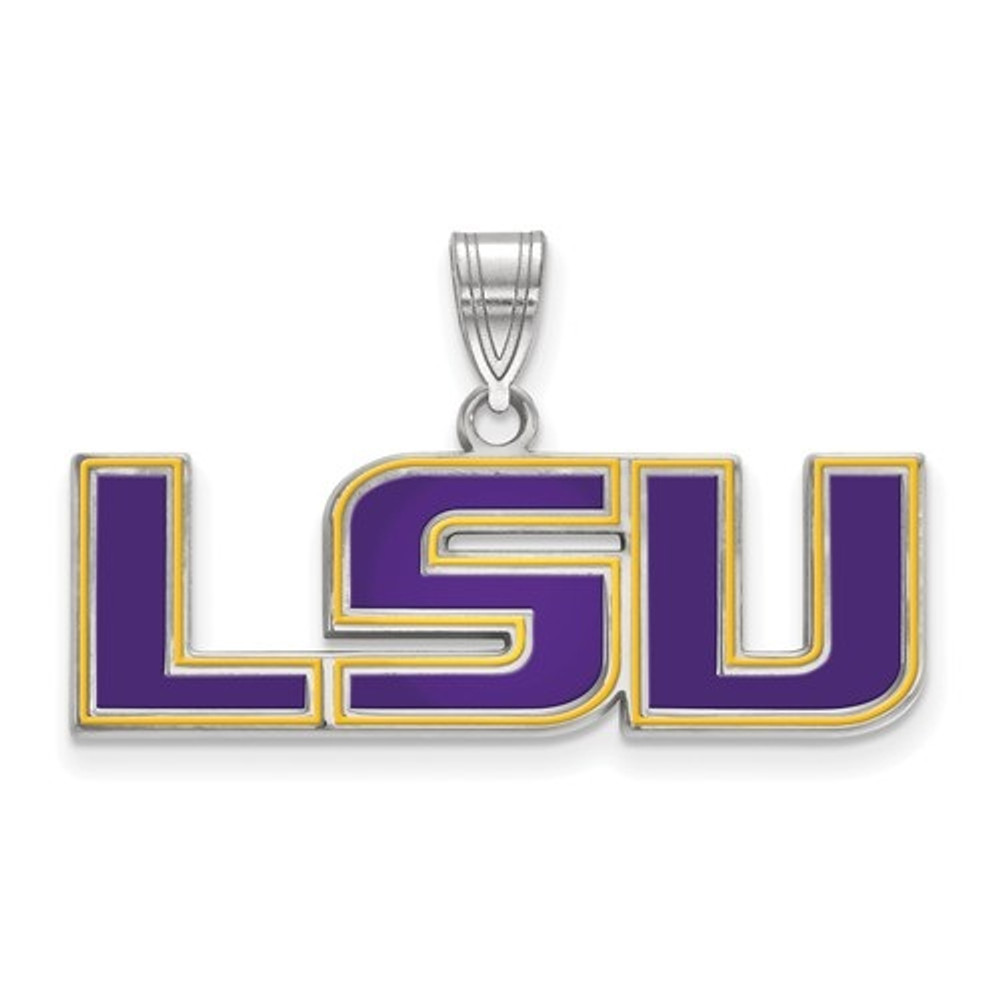 LSU Tigers Enamel Sterling Silver Pendant | Logo Art | SS087LSU