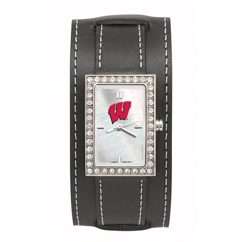 Wisconsin Badgers Women's Starlette Black Wide Band Watch | Logo Art | UWI121