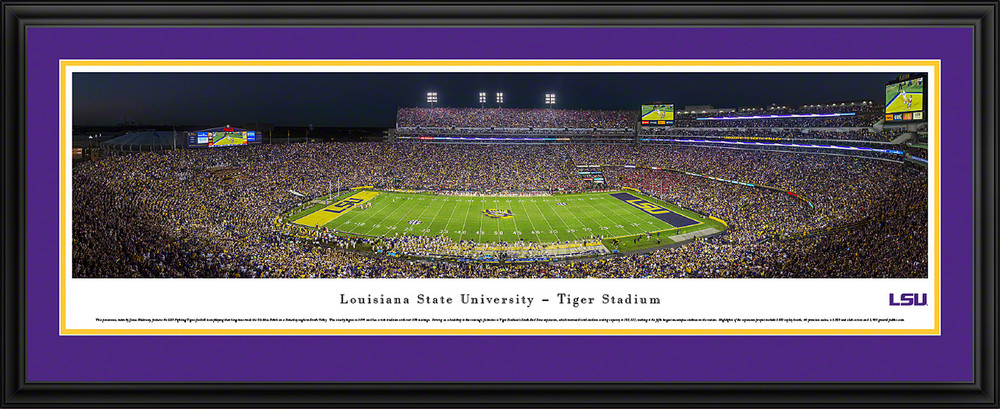 LSU Tigers Panoramic Photo Deluxe Matted Frame - 50 Yard Line | Blakeway | LSU4D