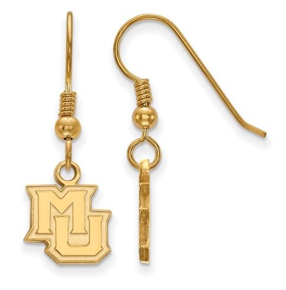 Marquette Golden Eagles Sterling Silver Gold Plated Extra Small Dangle Earrings | Logo Art | GP017MAR