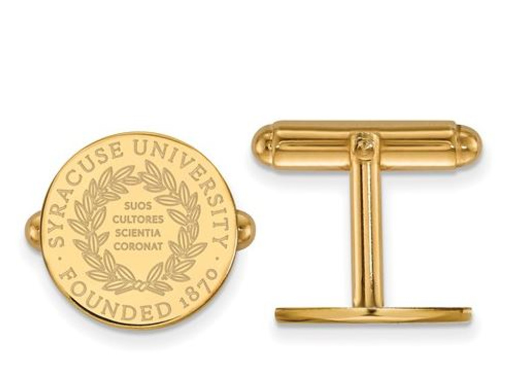 Syracuse University Sterling Silver Gold Plated Crest Cuff Links | Logo Art | GP041SYU