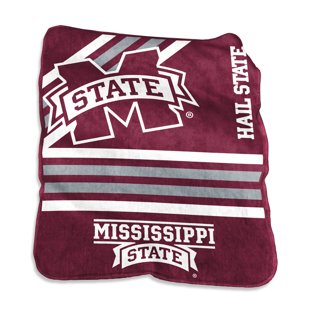 Mississippi St. Bulldogs Logo  Raschel Throw Blanket | Logo Chair | 177-26C