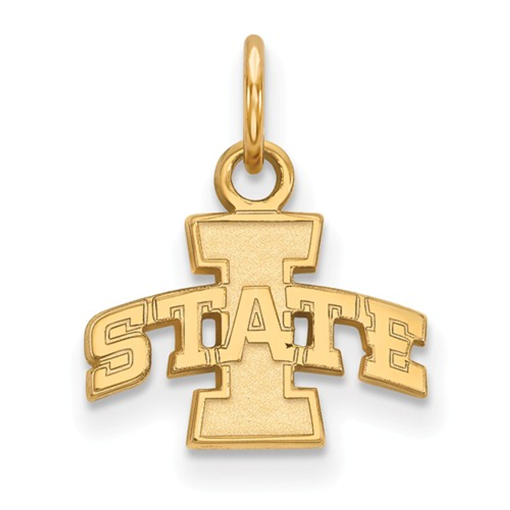Iowa State University Sterling Silver Gold Plated Extra Small Pendant | Logo Art | GP001IAS