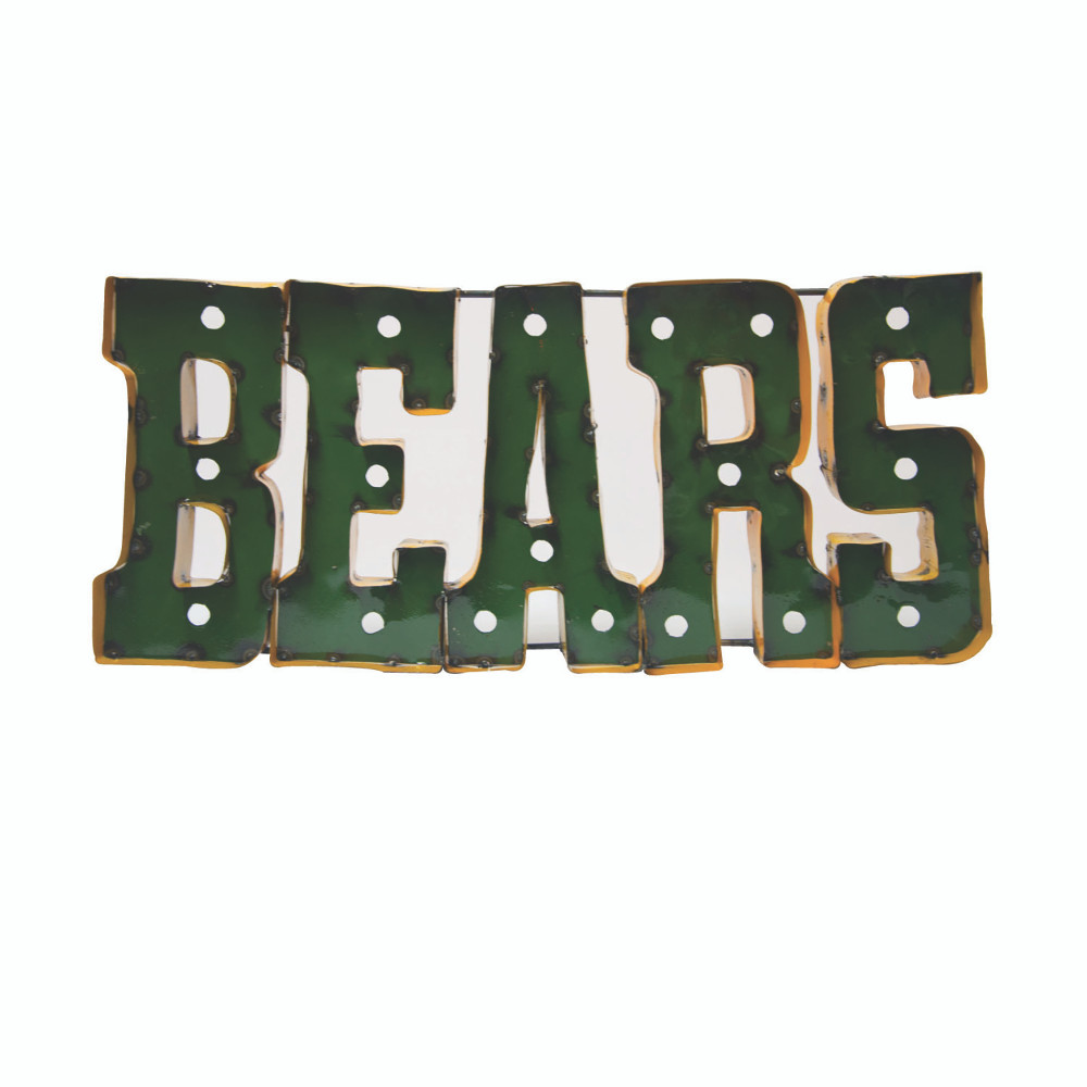 Baylor Bears Recycled Metal Wall Decor Bears Illuminated | LRT SALES | BEARSWDLGT