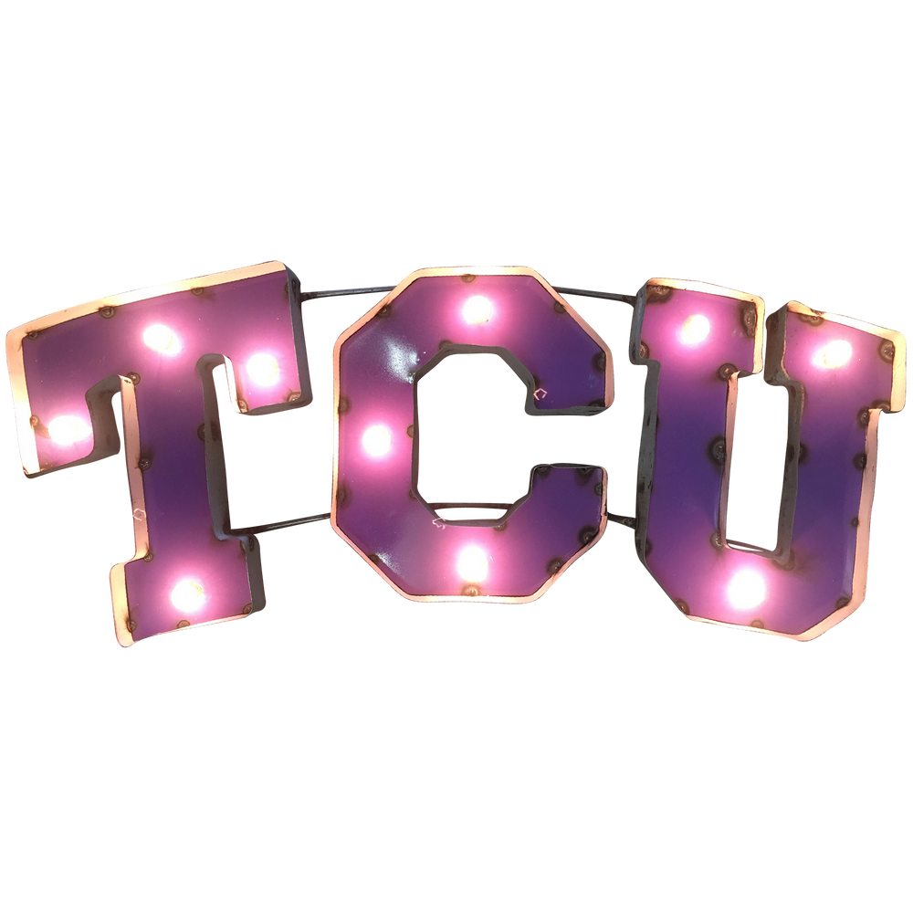 TCU Horned Frogs Recycled Metal Wall Decor Illuminated | LRT SALES | TCUWDLGT