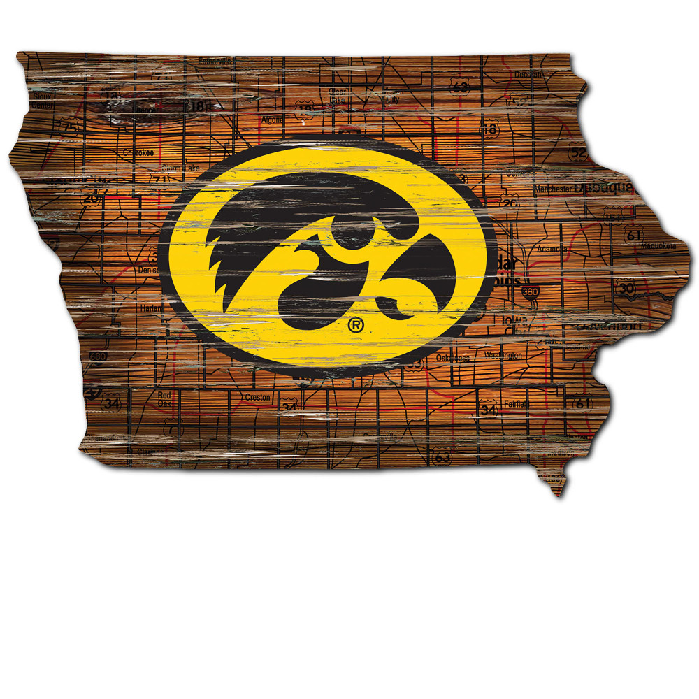 Iowa Hawkeyes Distressed State Wall Art |FAN CREATIONS |  C0728-Iowa