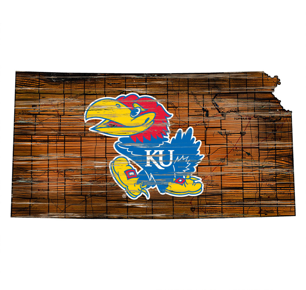 Kansas Jayhawks Distressed State Wall Art |FAN CREATIONS |  C0728-Kansas