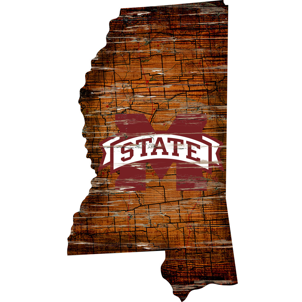 Mississippi State Bulldogs Distressed State Wall Art |FAN CREATIONS |  C0728-Mississippi State
