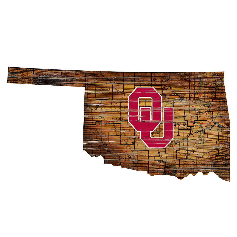 Oklahoma Sooners Distressed State Wall Art |FAN CREATIONS |  C0728-Oklahoma