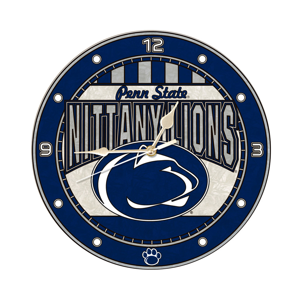 Penn State Nittany Lions 12in Art Glass Clock | MEMORY COMPANY |  COL-PSU-274