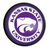 Kansas State Wildcats White - Round Slimline Lighted Wall Sign - White / Purple | The Fan-Brand | NCKNST-130-01A