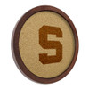 Michigan State Spartans Block S - Faux Barrel Framed Cork Board - Monochrome Logo Michigan State Spartans Block S - Faux Barrel Framed Cork Board - Monochrome Logo