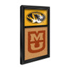 Missouri Tigers Dual Logo - Cork Note Board - Black Frame / Gold