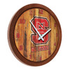 NC State Wolfpack Weathered Faux Barrel Top Wall Clock