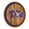TCU Horned Frogs Faux Barrel Top Wall Clock TCU Horned Frogs Faux Barrel Top Wall Clock