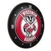 Wisconsin Badgers Mascot - Modern Disc Wall Clock - Black Frame Wisconsin Badgers Mascot - Modern Disc Wall Clock - Black Frame
