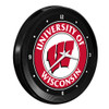 Wisconsin Badgers Ribbed Frame Wall Clock - Black