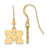 Michigan Wolverines Gold Plated Sterling Silver Extra Small Dangle Wire Earrings | Logo Art | GP006UM