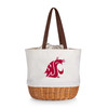 Washington State Cougars Coronado Canvas and Willow Basket Tote | Picnic Time | 203-00-187-634-0 Washington State Cougars Coronado Canvas and Willow Basket Tote | Picnic Time | 203-00-187-634-0