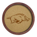 Arkansas Razorbacks Faux Barrel Framed Cork Board - Monochrome Logo | The Fan-Brand | NCARKR-632-01B